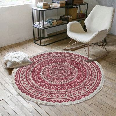 Cotton Linen Round Carpet
