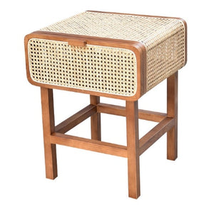 Rattan x Wood Side Table