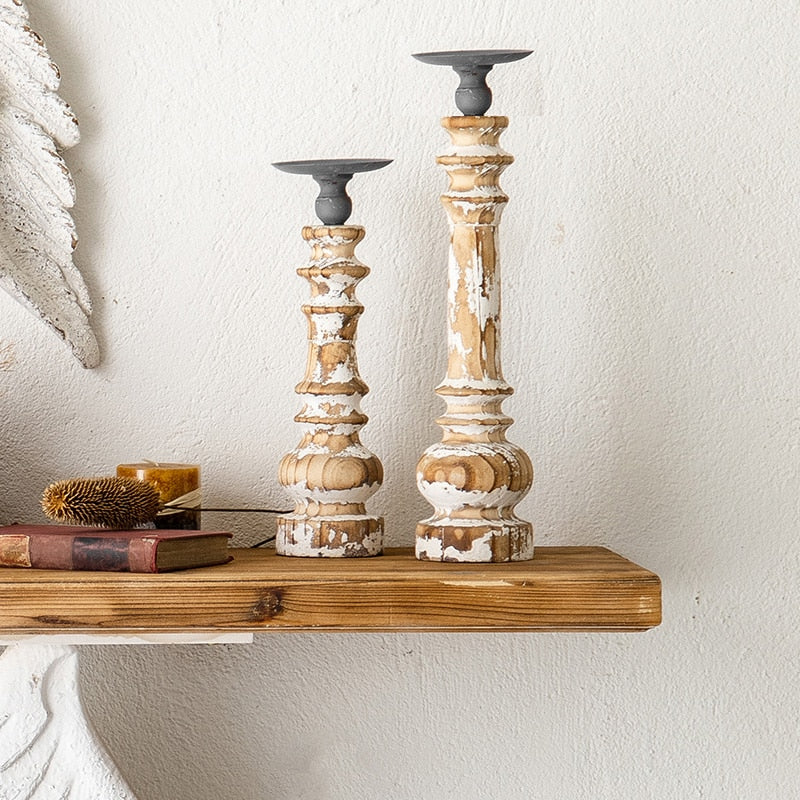 Retro Wood Candle Stand